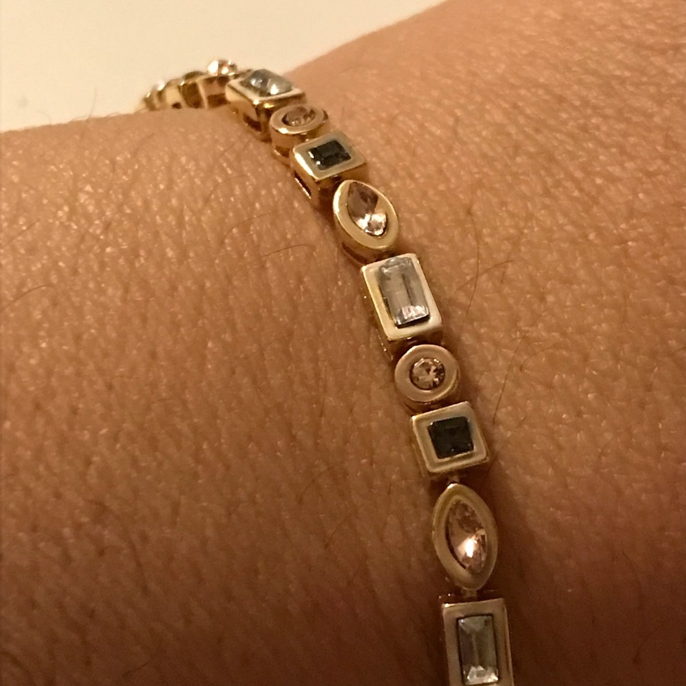Baublebar Kayden Tennis Bracelet in Neutrals. Multicolored stones in geo shapes